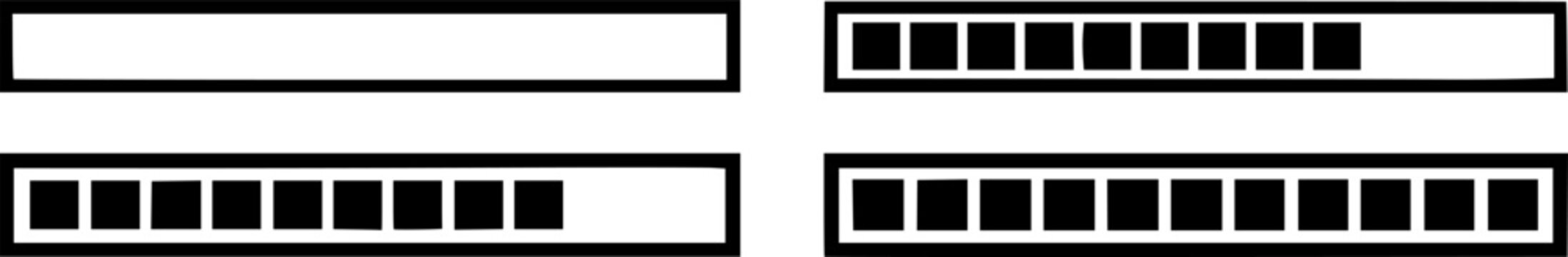 Pixelated loading bar icon. Progress indicator symbol
