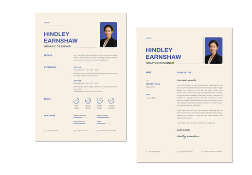 Clean Resume and Cover Letter Template Layout