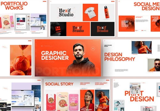 Creative Graphic Designer Portfolio Presentation Template with Project Showcase