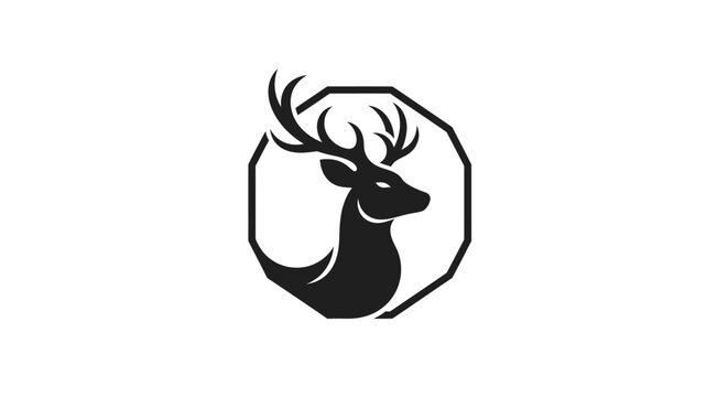 Deer head with antlers profile view.