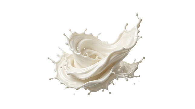 Splash of creamy milk or yogurt isolated on transparent background