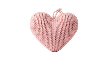 Fototapeta premium Pink knitted heart shaped ornament isolated on transparent background