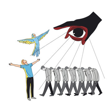 Abstract illustration of control, freedom, and manipulation concept