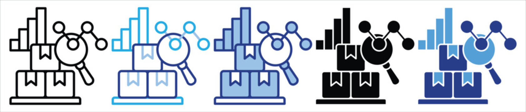 Product Inspection icon set multiple style collection
