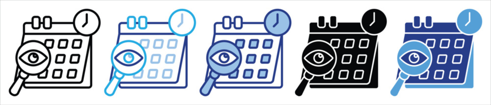 Monitoring Schedule icon set multiple style collection