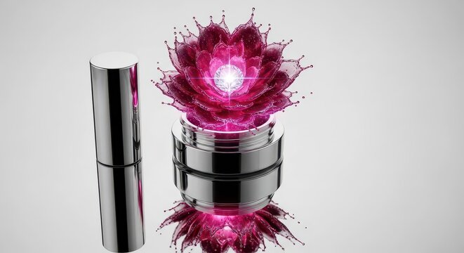 Cosmetic makeup pink sparkles tube.