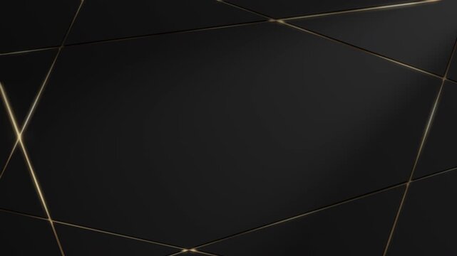 Abstract animated cracked black golden triangle background