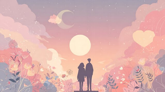 A Love Story Under Pastel Skies Celebrating Valentine's Day