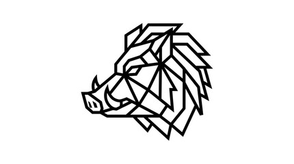 Obraz premium Geometric Wild Boar Head Vector Illustration - Minimalist Line Art for Logo, Tattoo, and Graphic Design