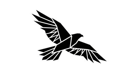 Fototapeta premium Abstract Geometric Eagle Soaring Silhouette Illustration - Minimalist Vector Bird of Prey Logo Design