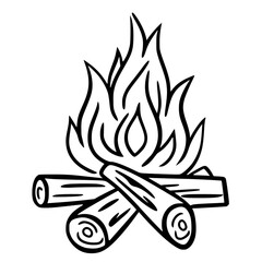 Camping campfire vector icon illustration, perfect for outdoor adventure and travel themes © Achmad