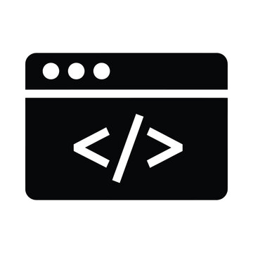 Browser window with code tags icon representing web development, programming