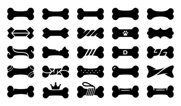 Dog bone silhouette set vector illustration isolated on white background