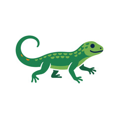 Obraz premium cute cartoon green lizard flat vector illustration