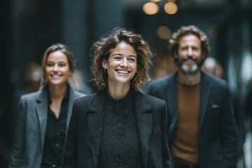 Fototapeta premium Businesswomen and colleague networking in workplace. Generative AI