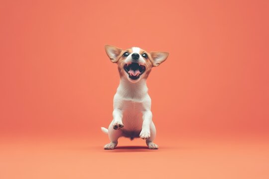 Funny pet video reaction with a happy dog doing tricks in a minimalistic layout