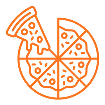 Modern pizza icon illustration featuring a delicious slice, perfect for food, restaurant, and fast food design projects