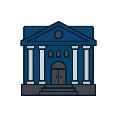 Fototapeta premium navy blue classical courthouse bank building flat vector icon template
