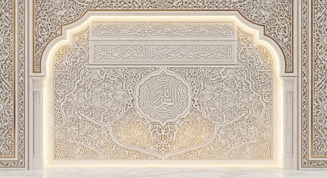 Intricate arabic calligraphy on ornate manuscript page