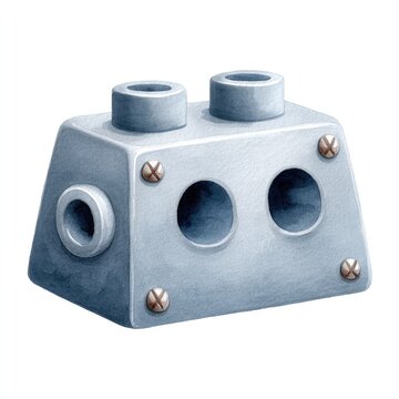 Whimsical watercolour clipart of gun breech block in cartoon style for creative projects on white background