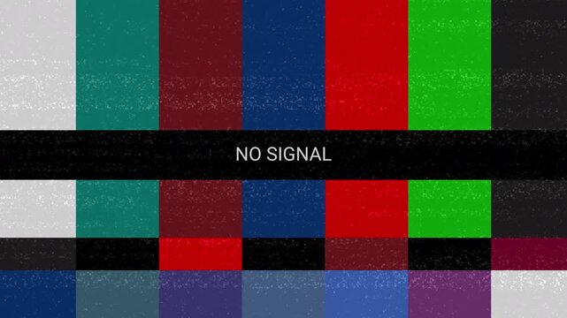 Retro Television No Signal Test Pattern Screen Glitch.