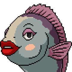 Fototapeta premium pixel art isolated background of sassy female fish