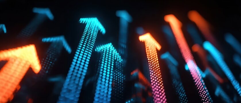 Abstract arrows pointing upwards futuristic concept