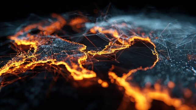 Abstract world map with illuminated connections