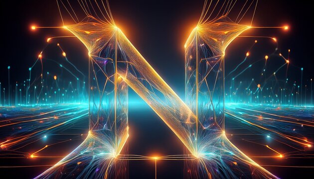 abstract glowing network of light n suitable for artificial intelligence neural networks or future tech concepts