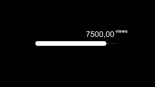 Low view count indicator with progress bar. Low view count symbol for social media analytics. Digital low view count animation for video marketing.