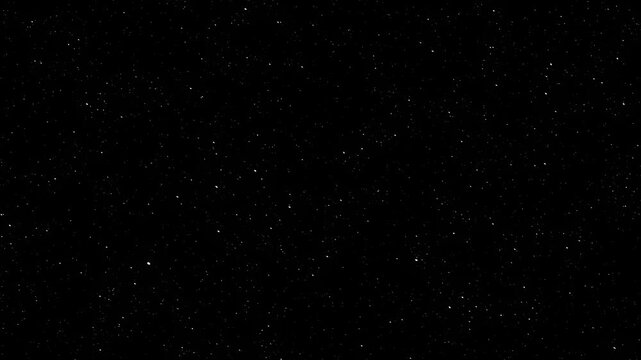 Dark night sky filled with tiny white stars. Night sky background for space and astronomy. Digital night sky animation for cosmic exploration.
