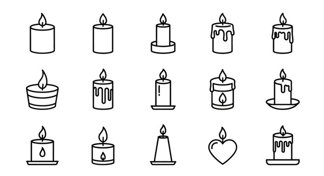 Candle Line Icon Set