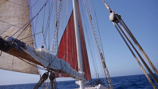 Sailing Ship Under Sail in Open Ocean