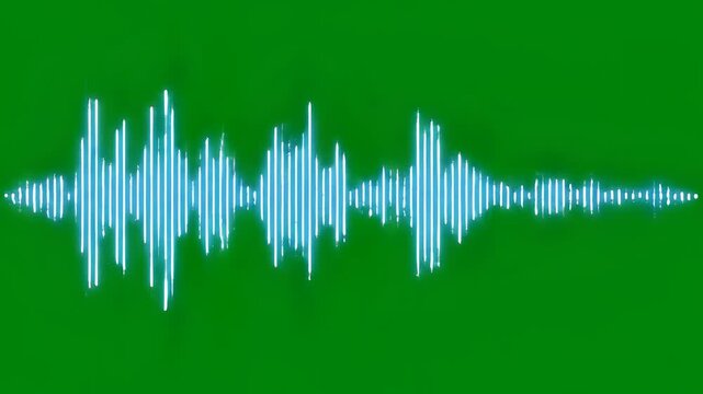 Abstract Blue Sound Waveform Animation on Green Screen Background.