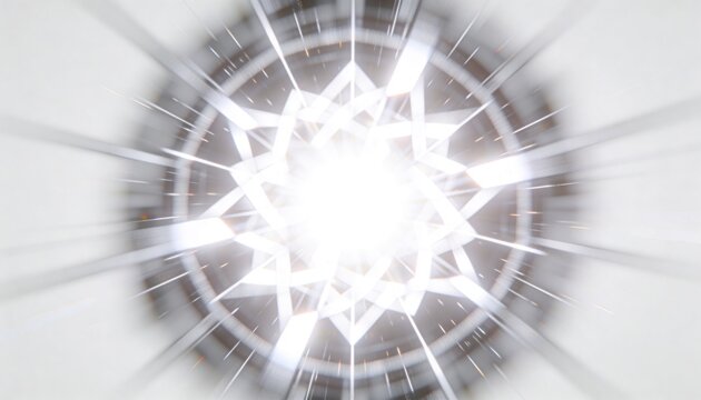 Emitting starburst rays, ceiling light fixture casting zoom-burst at ceiling, with star diffuser
