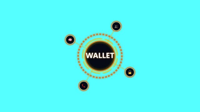 Digital wallet security concept with icons for protection on a blue background design