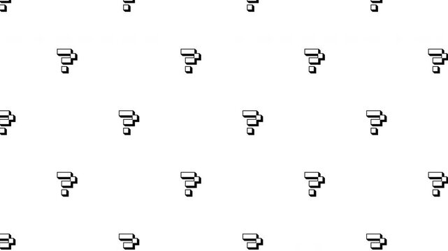 Bright White Pixel Art Question Mark Pattern Animation Diagonal Motion Loop ProRes Alpha Channel 4K 60fps