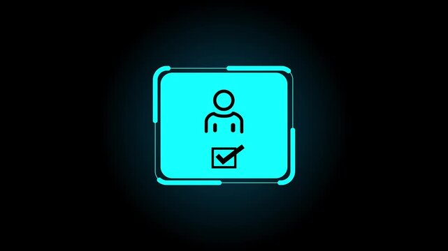Glowing Know your customer (KYC) concept. Businessman use laptop with identity verification symbol for Increase financial security and access personal financial data. Biometrics security.