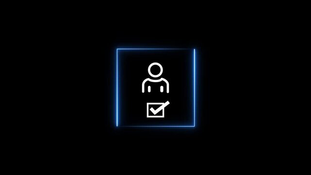 Glowing neon Know your customer (KYC) concept. Businessman NEON with identity verification symbol for Increase financial security and access personal financial data. Biometrics security.4k video