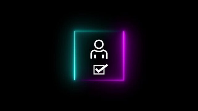 Glowing neon Know your customer (KYC) concept. Businessman NEON with identity verification symbol for Increase financial security and access personal financial data. Biometrics security.4k video