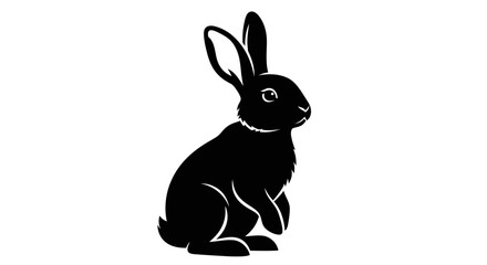 Obraz premium Black rabbit silhouette illustration isolated on white background copy space