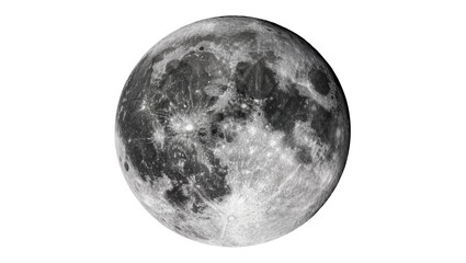 Detailed full moon surface with craters and maria, isolated on transparent background © AnaMaria