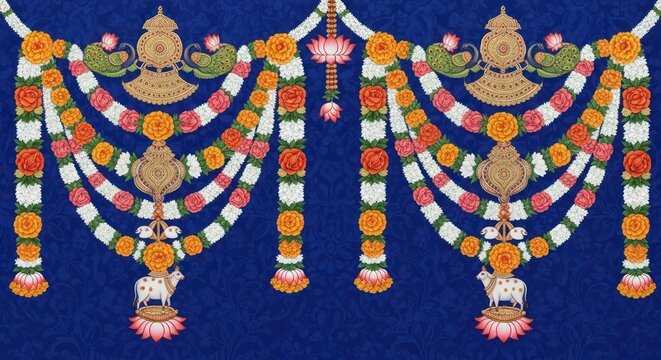 Traditional Indian Wedding Flower Garlands Decoration for Festive Occasions.