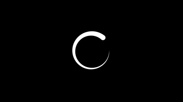 White incomplete circle on black background ring. Incomplete circle symbol for system data progress. Digital incomplete circle animation for tech interface.