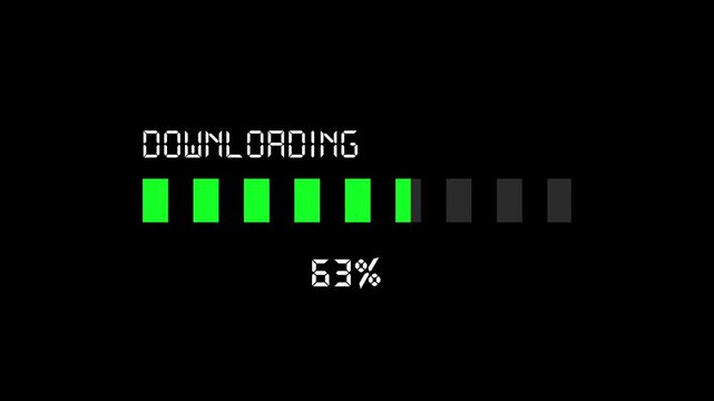 Downloading progress bar at 37 percent status. Downloading progress bar for computer system data. Digital downloading progress bar animation for tech.