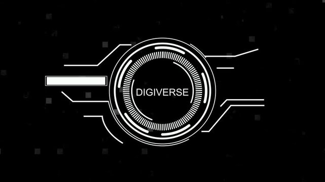 White HUD element on dark background technology. White HUD symbol for digital technology display. Digital white HUD animation for sci fi interface.