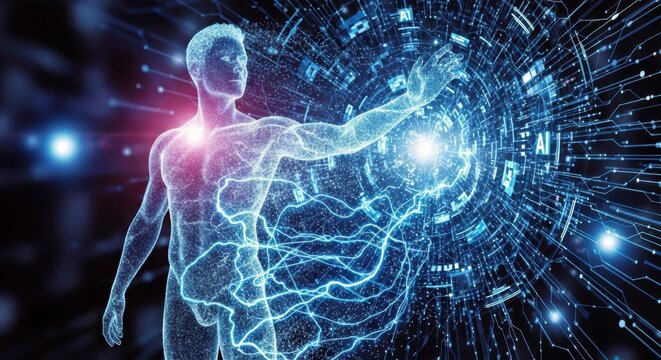 Futuristic Human Interface With Digital Network