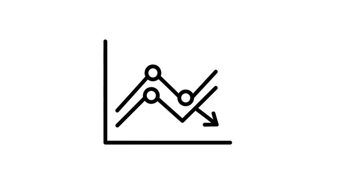 Line graph showing declining trend and arrow indicating decrease, business analytics concept