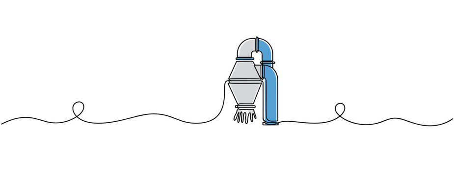 Industrial dust extractor venting on continuous line background. no editable strokes