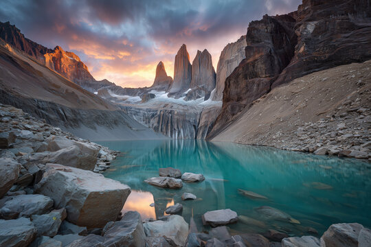 Torres del Paine majestic granite spires, Patagonia - Chile